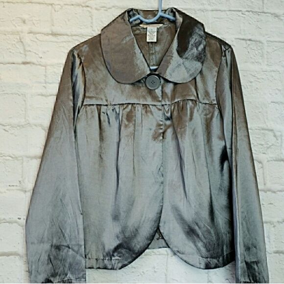 STEVE MADDEN Silky Metallic Gray Jacket Medium - Picture 1 of 5